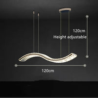 Lustre Moderne en Cristal et Acier Inoxydable - Longue Bande Luxueuse