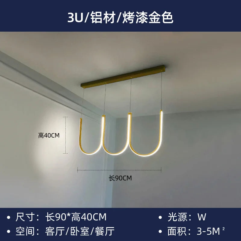 Suspension lumineuse LED "U Nordic" créative postmoderne