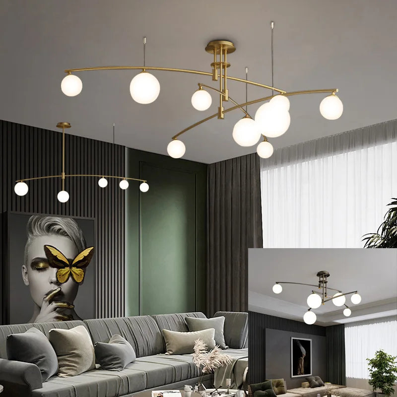 Lustre moderne nordique en verre avec luminaire suspendu en fer - Collection NordiGlass