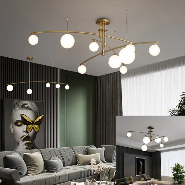 Lustre moderne nordique en verre avec luminaire suspendu en fer - Collection NordiGlass