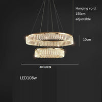 Lustre LED en cristal Losange Rond à plusieurs anneaux de luxe 2024