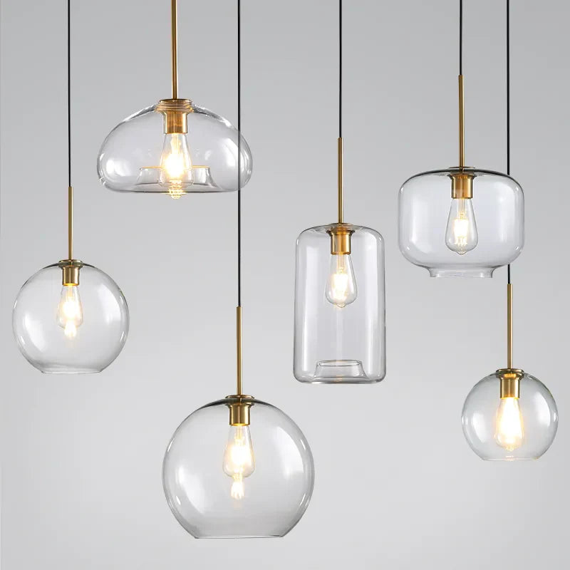 Lustre LED en verre industriel
