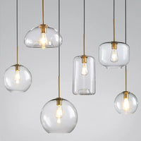 Lustre LED en verre industriel