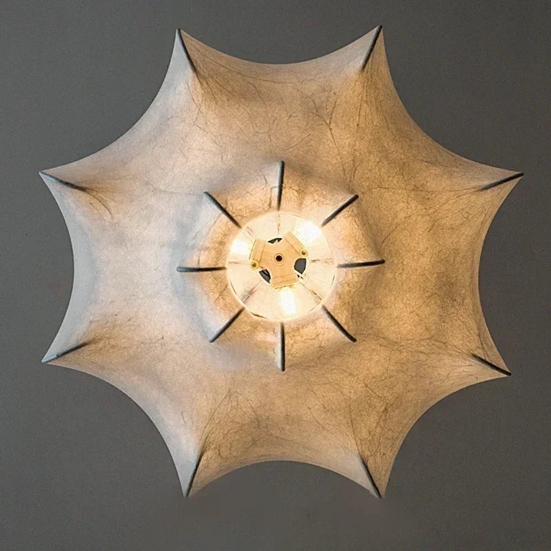 Lustre Nordique en Soie Japonaise Wabi Sabi avec Éclairage LED
