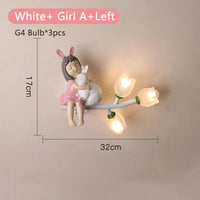 Applique murale LED G4 Lapin Fleur pour Enfants - Modèle Fille