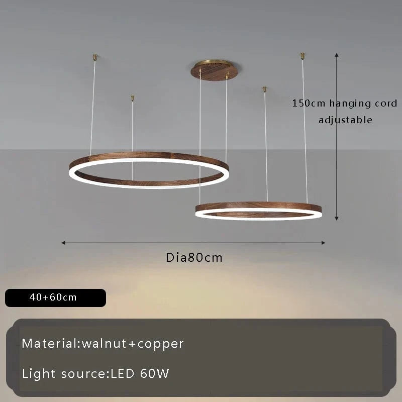 Lustre Moderne en Bois Massif avec Lumières LED de 2024