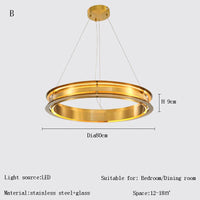 Lustre LED italien post-moderne avec anneau de suspension - Lampe de design asiatique