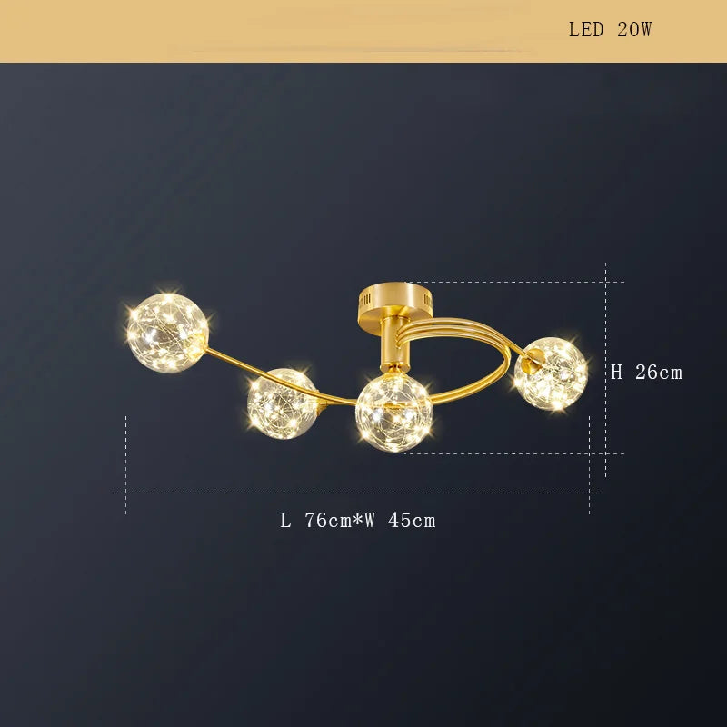 Lustre Cuivre Moderne et Minimaliste avec Étoile LED