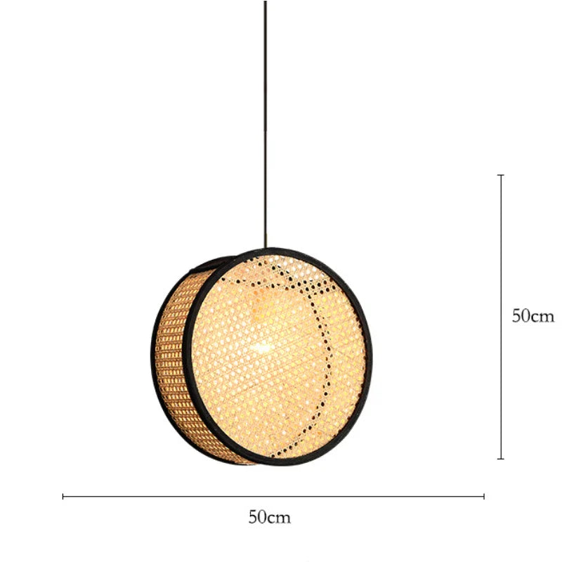 Lustre Japonais en Rotin Tissé Bambou – Style Minimaliste Moderne