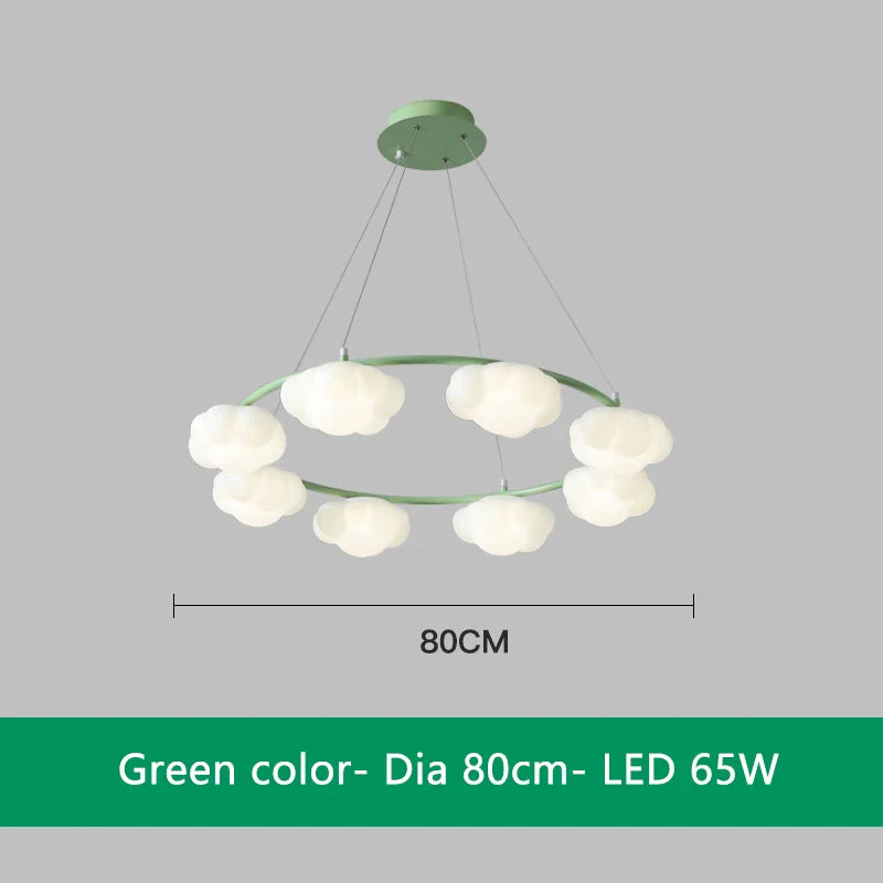 Lustre nuage vert télécommandé pour salle à manger