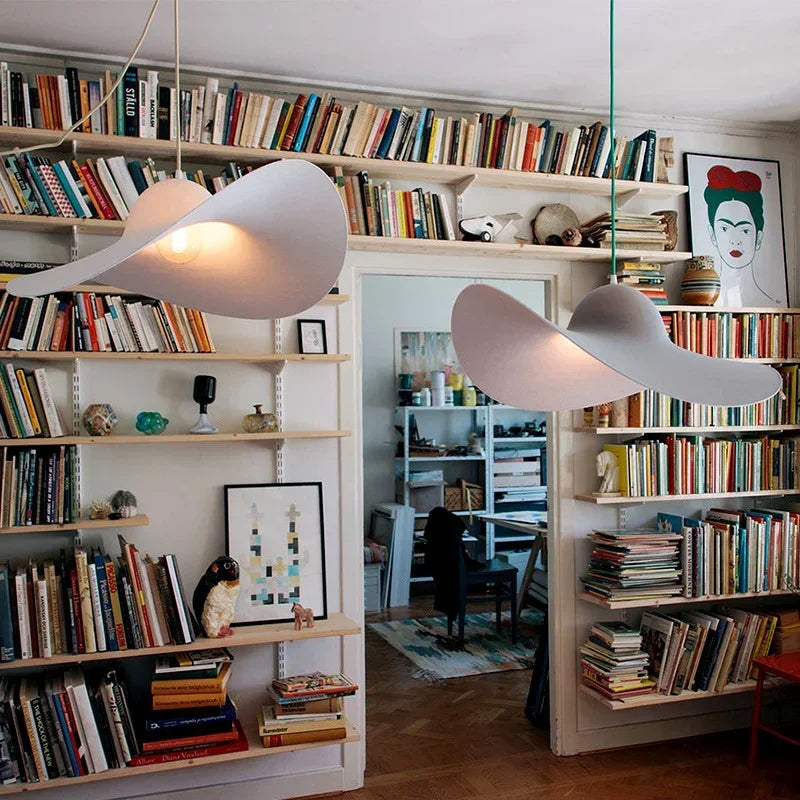Lustre Nordique Minimaliste Chapeau Design avec Lampes Suspendues