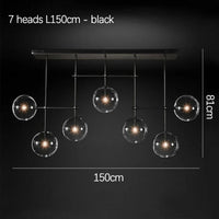 Lustre en verre noir et or LED moderne pour le salon et la chambre