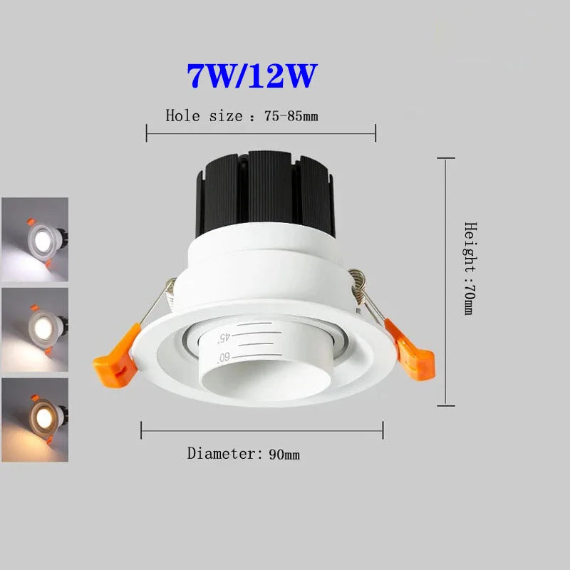 Spot Zoom intégré dimmable encastré 15-60° COB - Marque ZoomTech