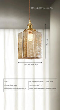 Suspension japonaise vintage en verre et laiton LED