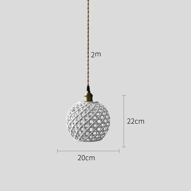 Suspension LED Blanc en Céramique - Style Nordique Moderne - Cuivre Suspension Lampe