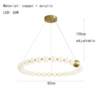 Luminaire de suspension LED en laiton avec fil réglable et abat-jour rond