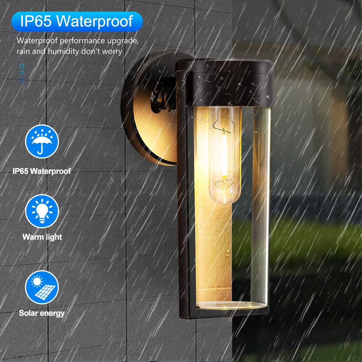 Applique murale LED solaire pour jardin et extérieur