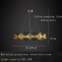 Lustre post-moderne en acier inoxydable avec lampe LED minimalist italienne.