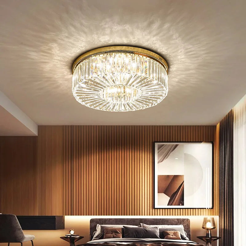 Lustre moderne Or Lustre Luxe Cristal LED Dimmable