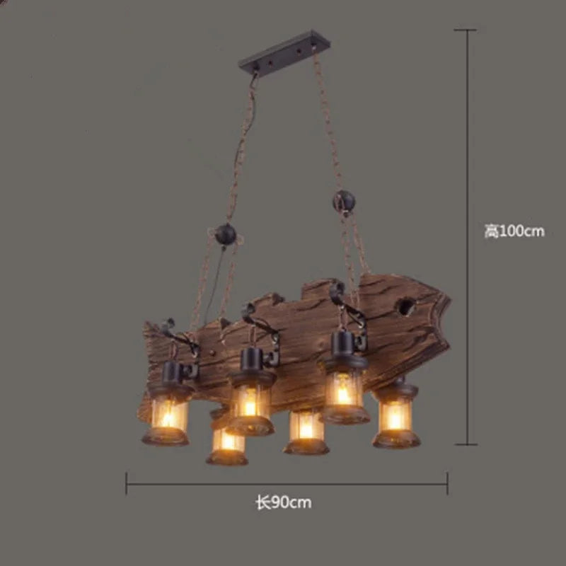 Lustre LED rétro industriel antique LOFT Bar Vintage Art bois E27