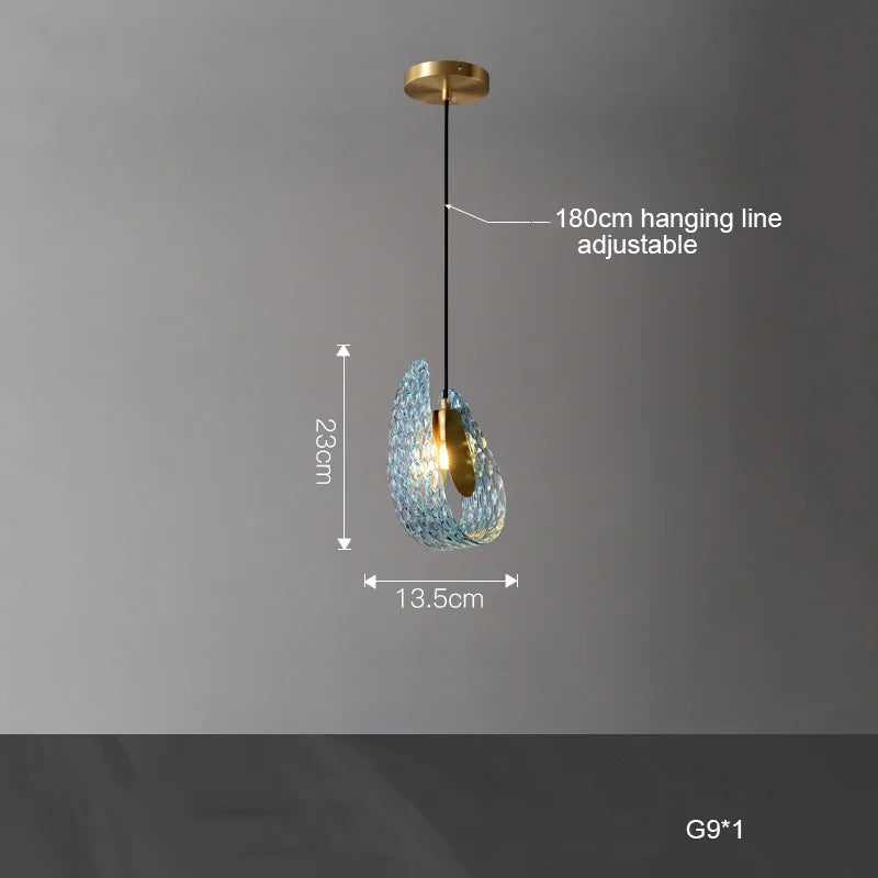 Petite lampe à main en verre moderne de suspension