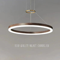 Lustre Moderne en Bois Massif avec Lumières LED de 2024
