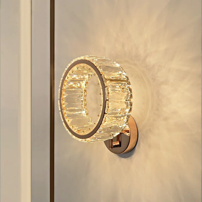 Applique murale LED ronde de luxe en cristal - Édition 2024
