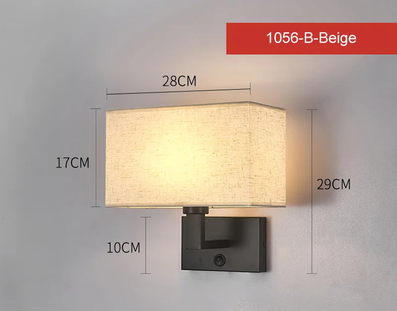 Applique murale Led de luxe avec abat-jour en tissu