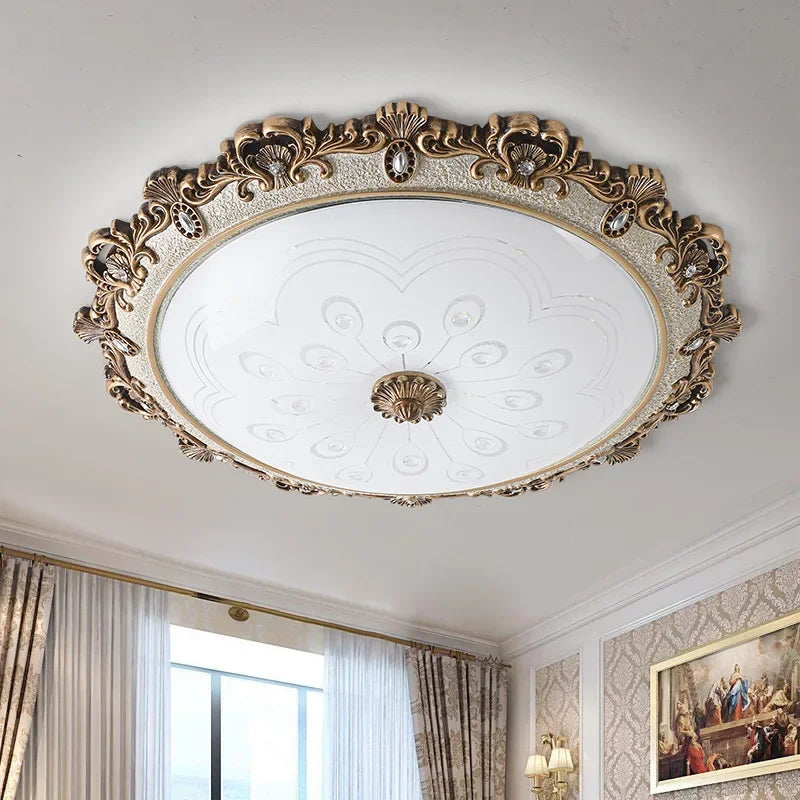 Plafonnier Européen de Luxe pour Chambre, Salon et Autres Espaces - Lampe LED Rétro en Résine