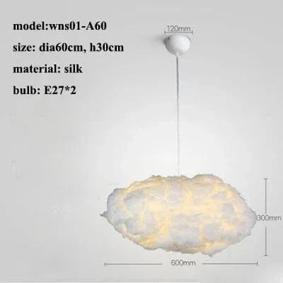Lustre moderne LED en forme de nuage flottant pour restaurants chic