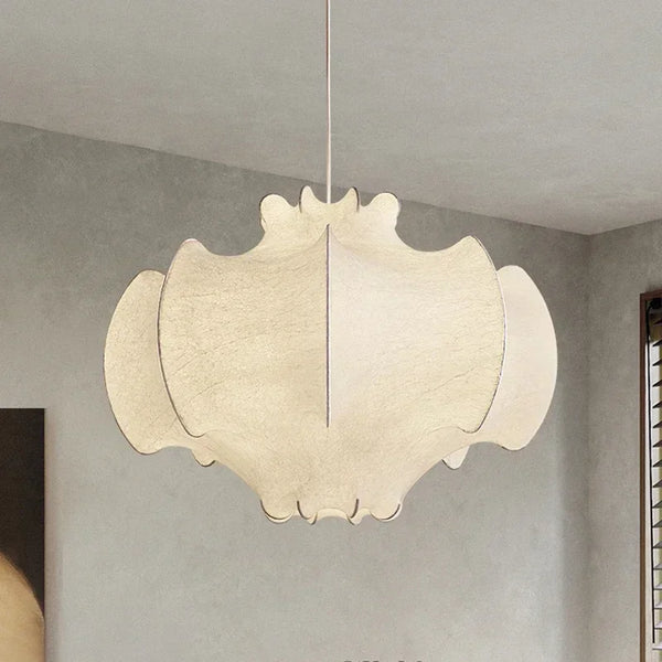 Lustre Nordique en Soie Japonaise Wabi Sabi avec Éclairage LED