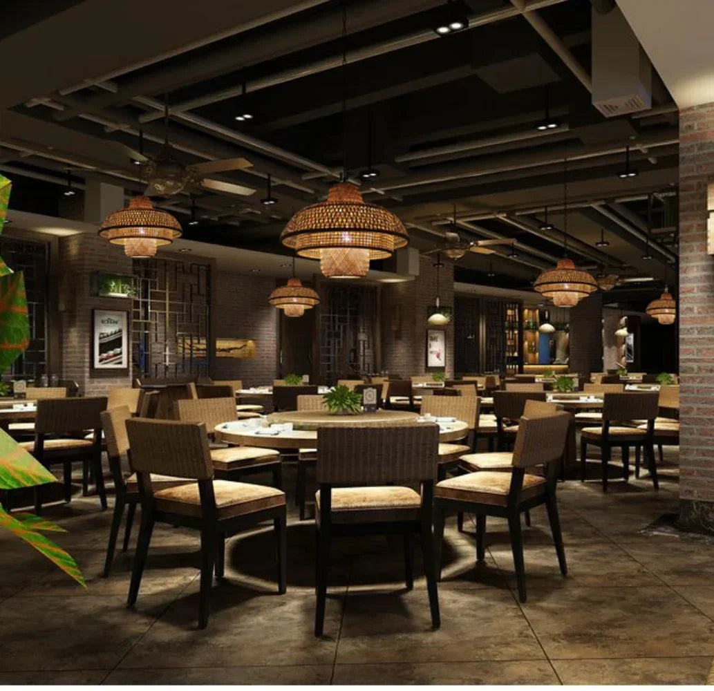 Suspension Bambou tissage LED Variations Tailles