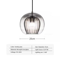 Suspension LED en verre au design nordique - Gris fumé influence scandinave