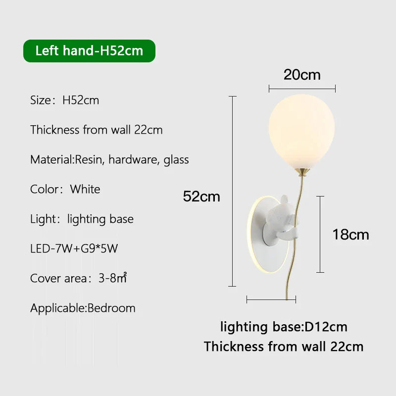 Applique murale nordique LED Ours Ballon - Collection Créative