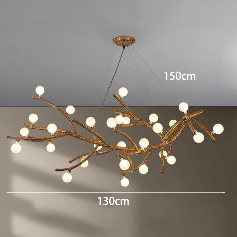 Lustre LED Branche de Bois: Design Moderne