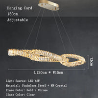 Lustres modernes en cristal de luxe LED Suspended Gold