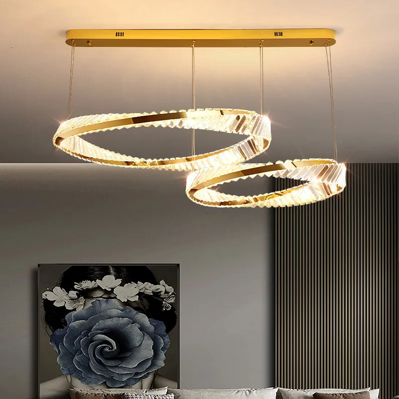 Plafonnier Luxe Doré Cristal