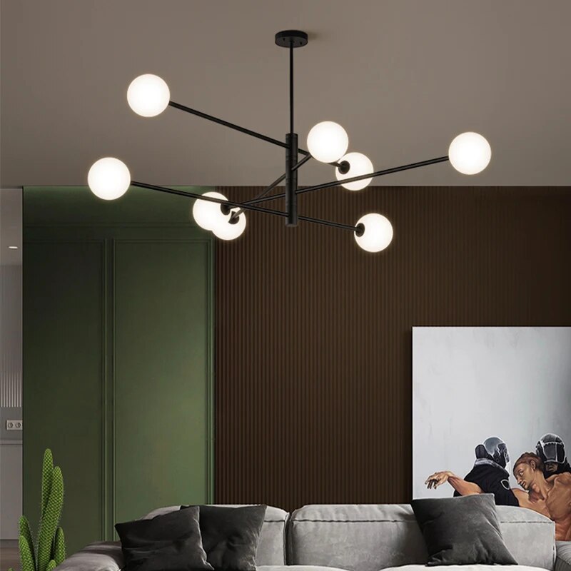 Lustre contemporain en verre et laiton