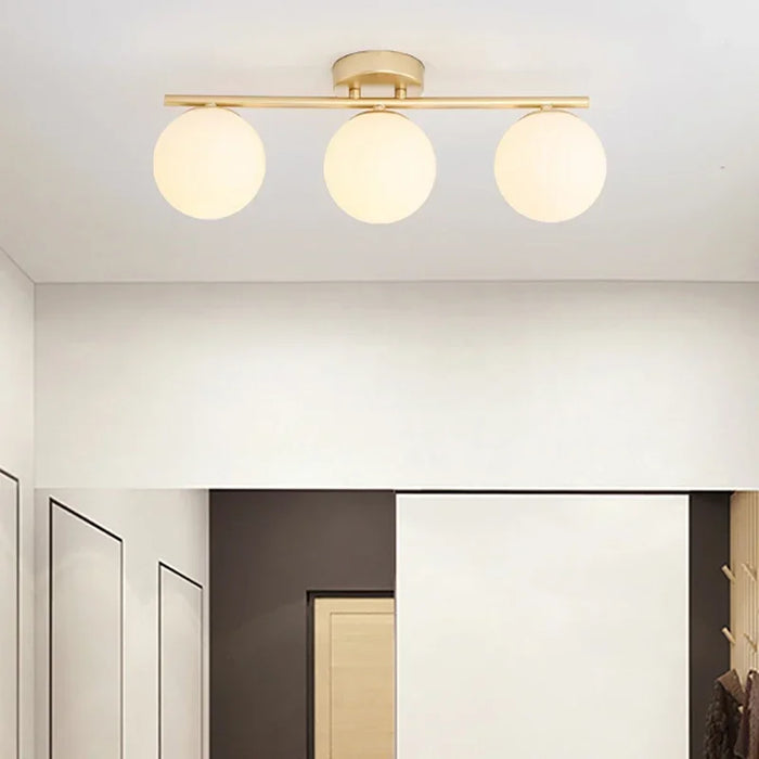 Plafonnier LED Nordique en Verre Boule Créative Dorée - Collection Scandinave