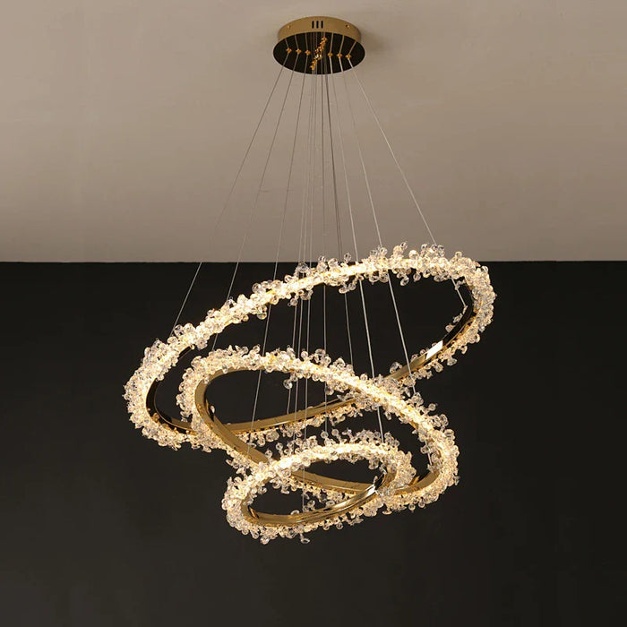 Lustre de Luxe Moderne en Cristal avec Éclairage LED Annulaire Variable