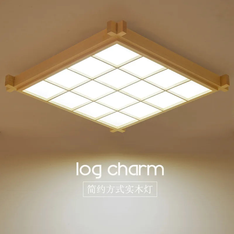 Plafonnier LED Japonais Woodskin Ultra-mince