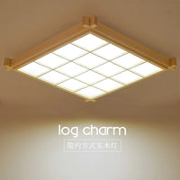 Plafonnier LED Japonais Woodskin Ultra-mince