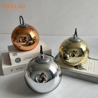 Suspension vintage loft boule de verre plaqué or et argent - Édition Luxe