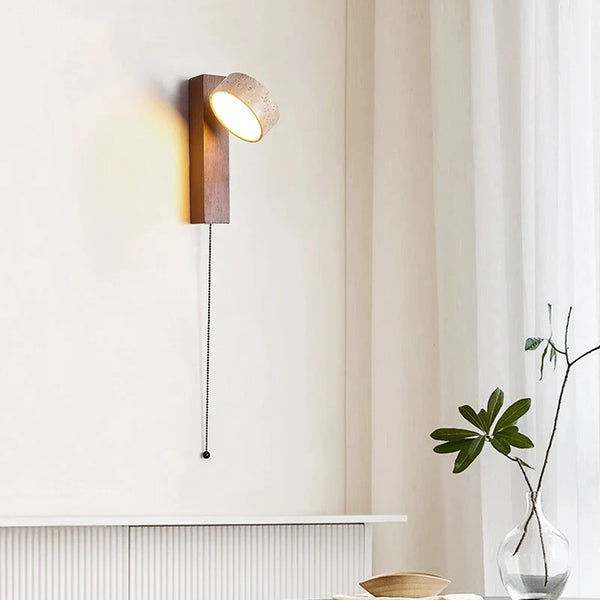 Applique murale Bois Noyer LED with Rotating Switch