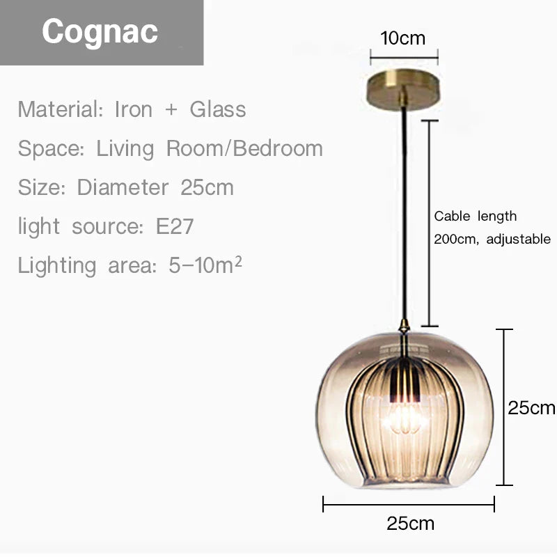 Suspension design nordique en verre - Collection Boule Moderne