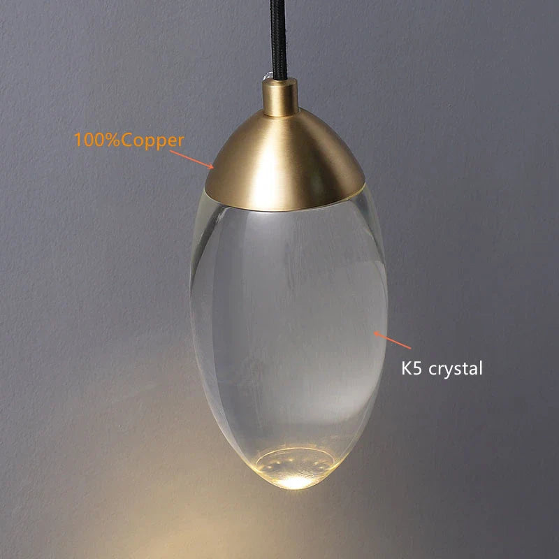 Lustre de salle à manger en cristal K5 de luxe moderne en cuivre salon prestige