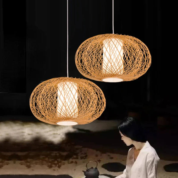 Suspension chinoise en bambou et rotin tissé - Édition Créative