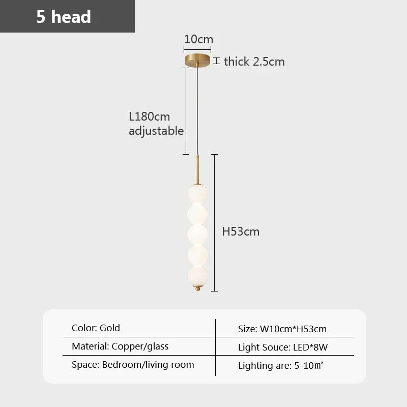 Suspension design boules en verre nordique LED cuivre Vent Gourde Décoration