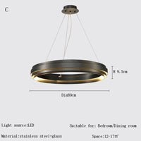 Lustre LED italien post-moderne avec anneau de suspension - Lampe de design asiatique