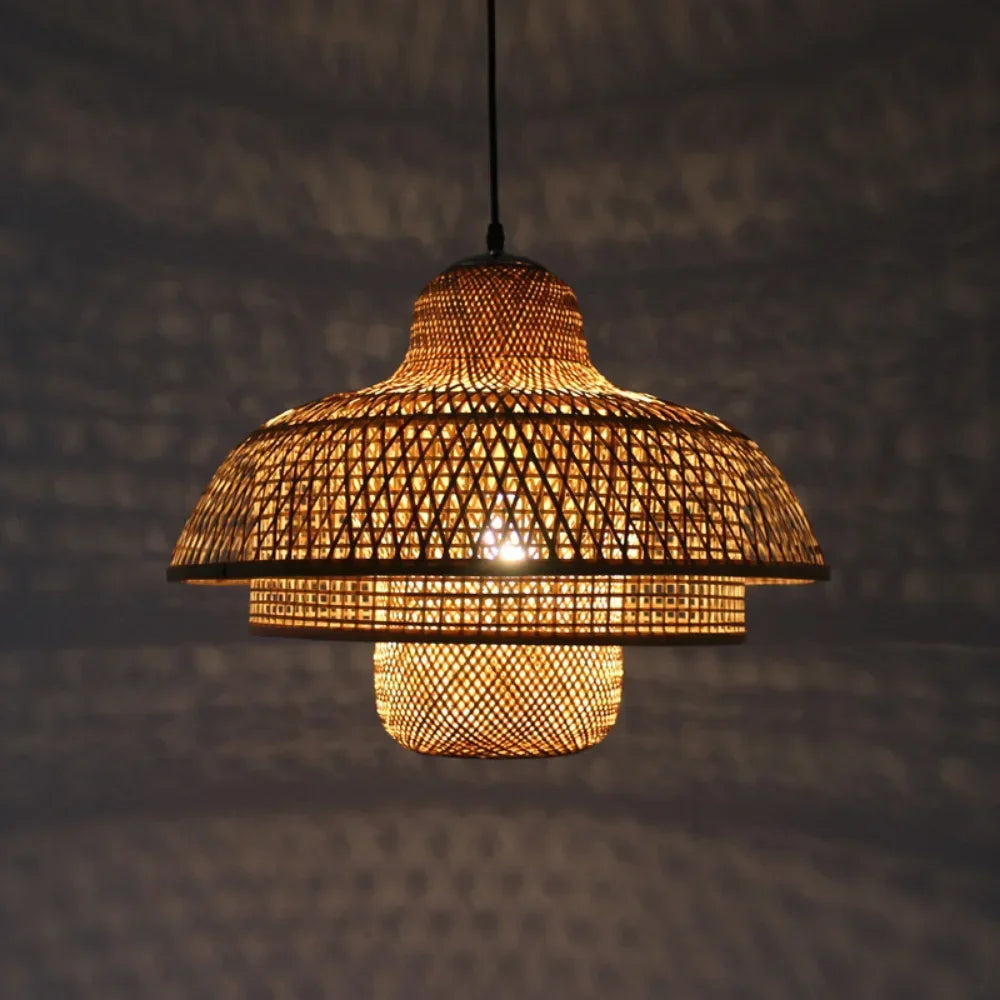 Suspension Bambou tissage LED Variations Tailles